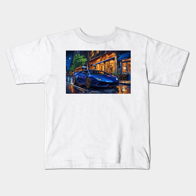 Lambo at night Kids T-Shirt by DeVerviers